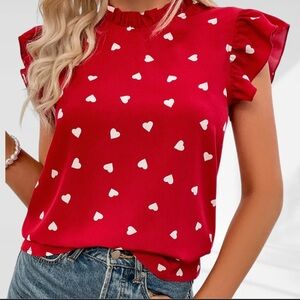 Ruffle Sleeve Chiffon Print Top - sz XL